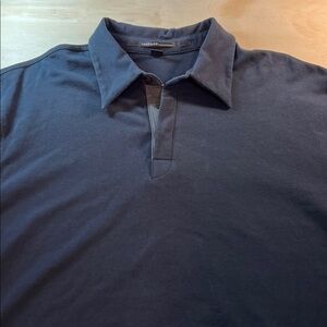 Men's Black Long Sleeve Cotton Polo Shirt Sz L Isda & Co